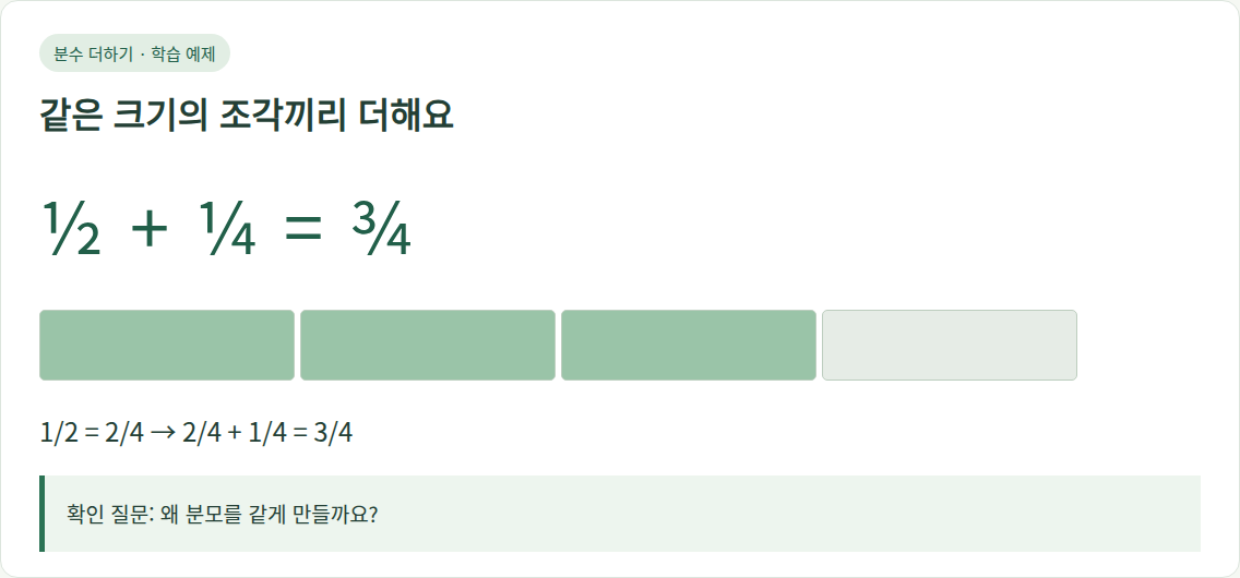 분수 문제 한 장 완성 예시